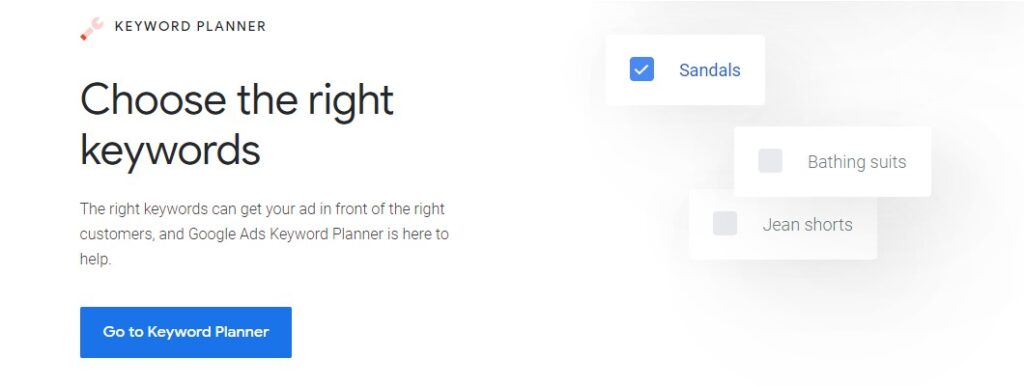 Google keywords planner tools
